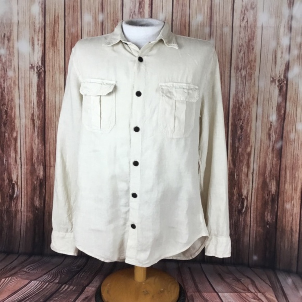 Lucky Brand Irish Linen Long Sleeve Button Front